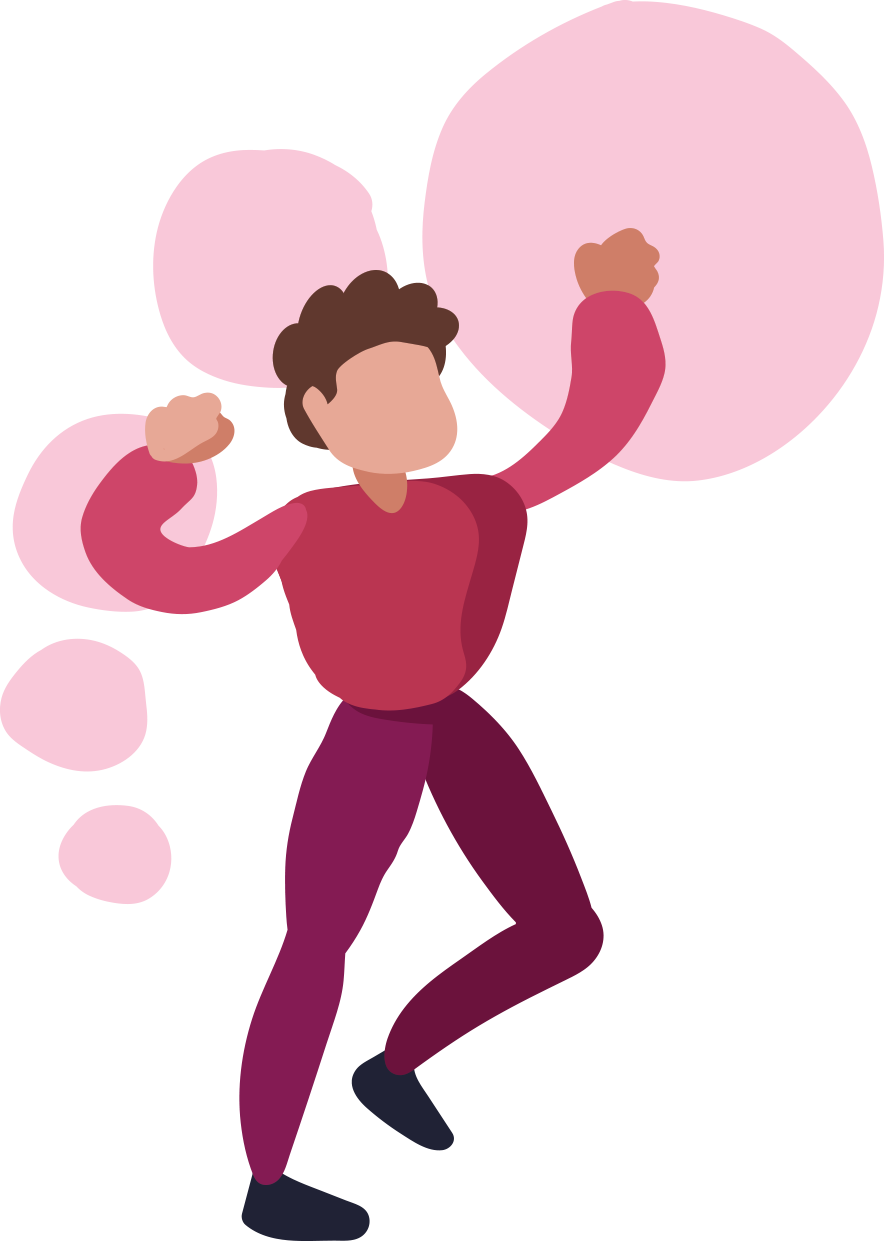 Hahmo tanssii punaisten ellipsien keskellä