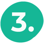 kirkkaan vihreä pallo numerolla 3