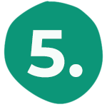 Tumman vihreä pallo numerolla 5