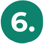 Tumman vihreä pallo numerolla 6